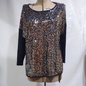 ESTABLISHED 1946 CATO MULTICOLORED SEQUINED 3/4 SLEEVE BLOUSE SHIMMER SIZE XL